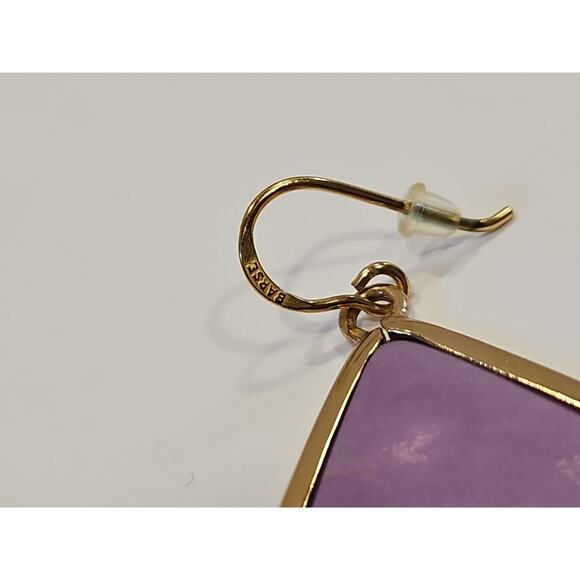Barse Earrings Gold tone Purple /Amethyst Stone Dangle - Picture 2 of 4